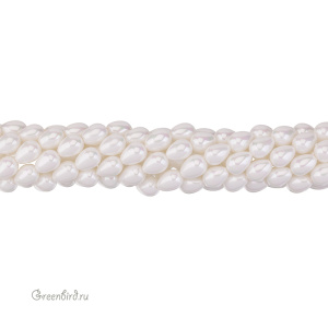Жемчуг "Майорка" капля 14 x 10 мм, белый, нить (#Maj-110)