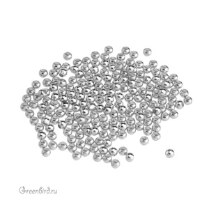 Металлический бисер 2 мм, родий, 2 гр (#SVABM-200R)