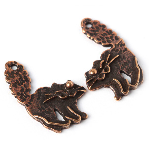 "Кошки и собаки", подвески зеркальные, ант. бронза, 2 шт. (#0317)