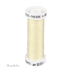 Металлизированная нить Tresse #4 AVAS, нежно-желтый, 10 м (#4-091)