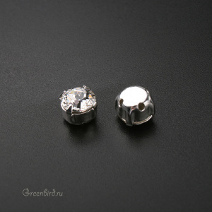 53203 Chaton Montees SS29 в оправе, серебро - Crystal (#001)