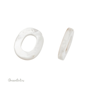 Бусина-подвеска буква "O" 10 мм, белый перламутр, 1 шт. (#SVA-PRL-201-O)