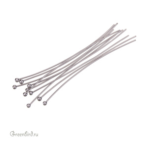 Пины с шариком 50 мм, родий, 10 шт. (#P07R)