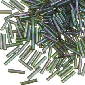 Бисер TOHO Bugle стеклярус 9 мм – золотое сияние, изумруд (#322), 10 г