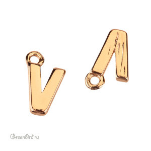 Подвеска буква "V", золото, 1 шт. (#SVA-LG-V)