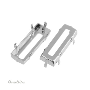 4547 Оправа для ювелирного кристалла Princess Baguette 21х7 мм, белая бронза