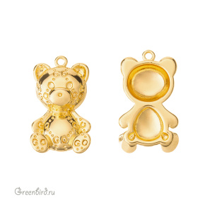Подвеска "Плюшевый мишка", золото, 1 шт. (#SVA-BASE-033G)