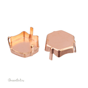 NEW 4683 Оправа без отверстий для Thin Hexagon Fancy Stone 12х13,5 мм, томпак