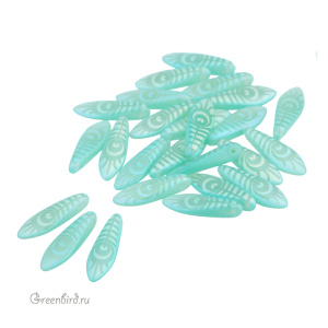 Glass Daggers 5x16mm, Turquoise Opal Laser Matte Eye, 1 шт. (#61100/28773E)