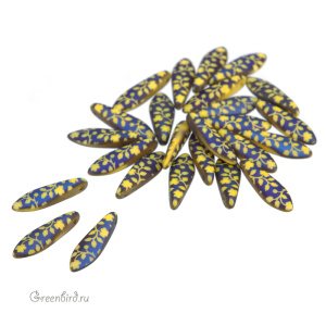 Glass Daggers 5x16mm, Yellow Opaque Lsr Matte Flower, 1 шт. (#83120/22273FL)