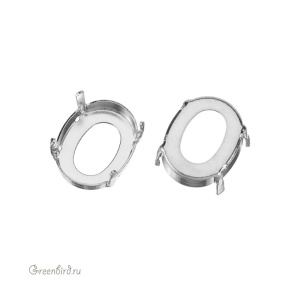 4142 Оправа для ювелирного кристалла Flat Oval Fancy Stone 18х13,5 мм, белая бронза