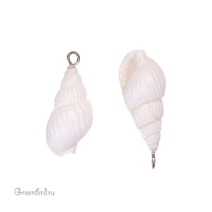Подвеска "Ракушка натуральная", родий, 1 шт. (#SVA-BASE-018R)