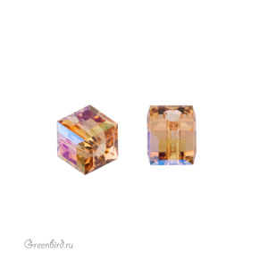 Swarovski 5601 Бусина Куб 4 мм, светлый колорадский топаз с мерцанием B (#246SHIMB), 1 шт.