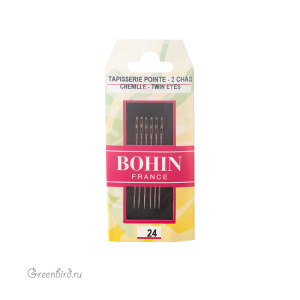 Иглы BOHIN Chenille Twin Eyes №24, уп. 6 шт