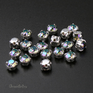 53200 Chaton Montees SS16 (4мм) в оправе, серебро - Paradise Shine (#001PARSH)