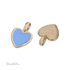 Подвеска с эмалью "Сердечко", золото, голубой, 1 шт. (#SV1701-Pendant-33)