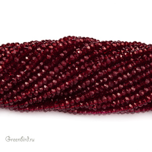 Бусины граненые рондели "Мини", гранатовый, нить (#SVAB030)
