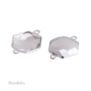 NEW 4683 Оправа-коннектор для Thin Hexagon Fancy Stone 12х13,5 мм, томпак/родий