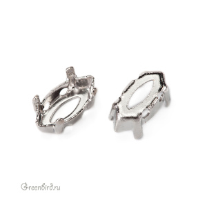 4228 Оправа для ювелирного кристалла Navette 10х5 мм, белая бронза