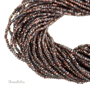 Бусины граненые рондели "Мини", серый/коричневая бронза, нить (#SVAB162-2)