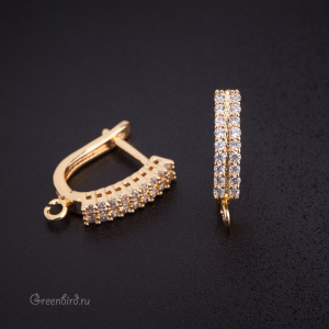 Швензы с английским замком и фианитами, золото, пара (#SVAE-022BG)