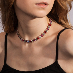Колье из кристаллов, микс Rose, серебристый, GRBD