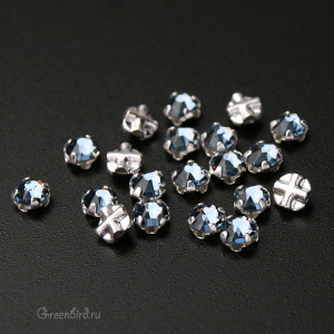 53100 Roses Montees SS12 (3мм) в оправе, серебро – Denim Blue (#266)