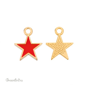 Подвеска с эмалью "Звездочка", золото, красный, 1 шт. (#SV1701-Pendant-130G)