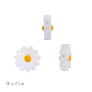Бусина "Ромашка" 8,5 мм, белый перламутр, 1 шт. (#SVA-PRL-063)