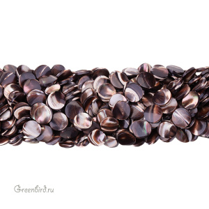 Бусины-таблетки 12 мм, шоколадный перламутр, нить (#SVA-PRL-312)