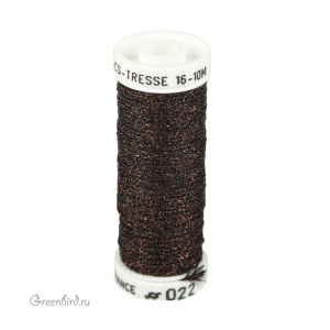 Металлизированная нить Tresse #16 AVAS, медь/черный, 10 м (#16-022)