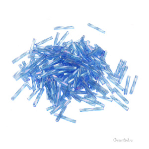 Бисер MIYUKI Twisted Bugle 12mm – Transparent Sapphire AB (#261), 10 г