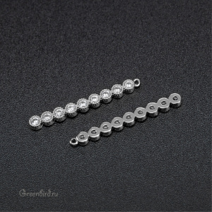 Подвеска-палочка с фианитами, родий, 1 шт. (#SVA-FIAN-060R)