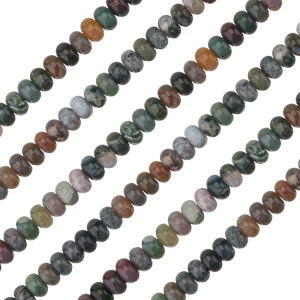 Бусины Агат индийский 5x8 мм, круглые, зеленый, нить (#SVA-NTS-37)