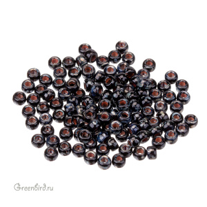 Бисер чешский Matubo цилиндрический 7/0, Jet/Silver Picasso (#TP23980), 5 г