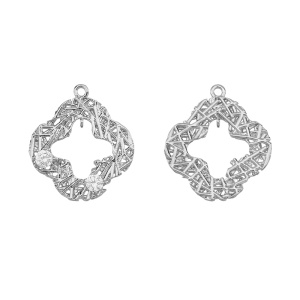 Подвеска-коннектор с фианитами "Крестик", родий, 1 шт. (#SVA-FIAN-177R)