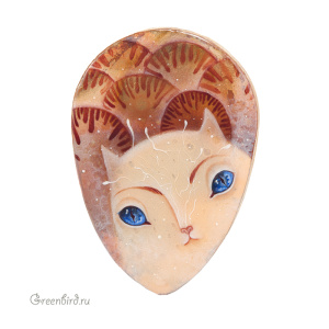 Авторский кабошон, ручная роспись (#JN2-37)