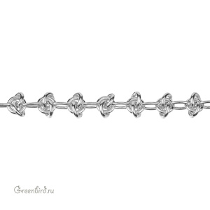 Цепочка фигурная "Узел", родий, 30 см (#Chain-53R)