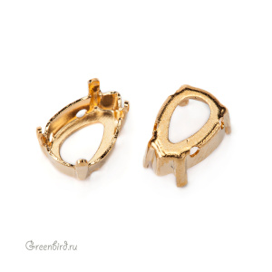 4320 Оправа для Pear Fancy Stone 10х7 мм, томпак/золото