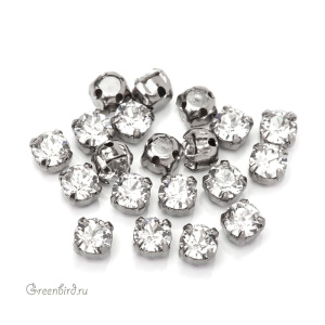 53200 Chaton Montees SS16 (4мм) в оправе, gunmetal – Crystal (#001)