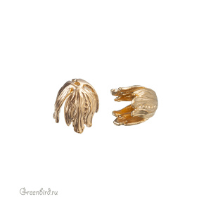 Концевик для шнура "Тюльпан", матовое золото, 1 шт. (9S1200), Корея