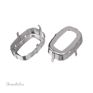 4568 Оправа для ювелирного кристалла Cushion Fancy Stone 27х18 мм, белая бронза