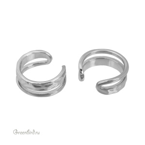 Кафф-колечко "Текстура", родий, 1 шт. (#SV1701-K10)