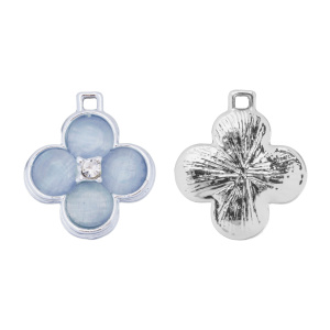 Подвеска "Цветок", родий, голубой, 1 шт. (#CN-PN-074)