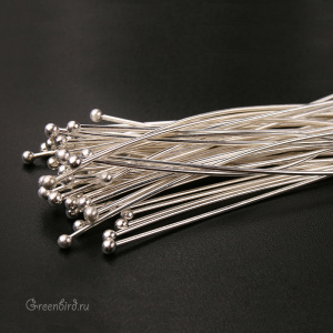 Пины с шариком 50 мм, серебро, уп. 50 шт. (#17409-SIL)