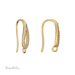 Швензы-крючки с фианитами, золото, пара (#SV1701-0194)
