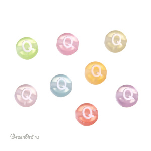 Бусина-буква "Q" цветная, 1 шт. (#SV-Col-Q)