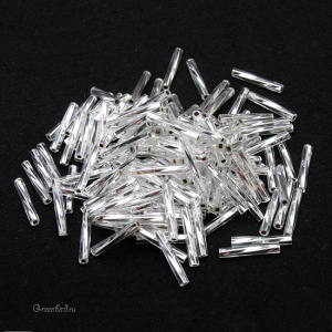 Бисер MIYUKI Twisted Bugle 12mm – Silver Lined Crystal (#1), 10 г
