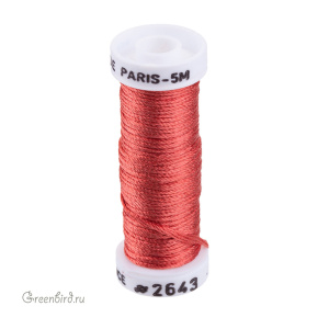 Шелковая объемная нить Au Ver a Soie Soie de Paris, оранжево-красный, 5 м (#2643 )