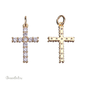 Подвеска "Крестик" с фианитами, золото, Crystal (#SVA-FIAN-061G)